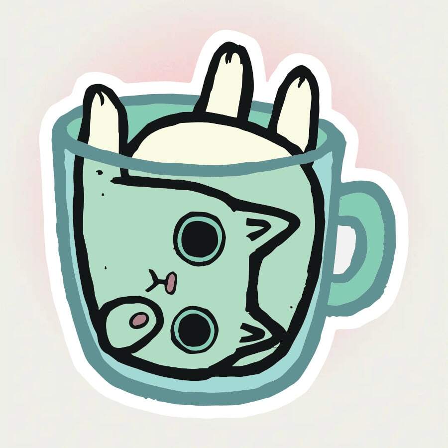 Soft Cute Cup Green Cat Sticker, Adorable Cartoon Style Coffee Cup Notebook Decoration Sticker, Waterproof Vinyl Sticker - Durable Matte Surface, Self-Adhesive Bumper Sticker, Suitable For Cars, Windows, Laptops, Trucks, Water Bottles - Multi-Purpose Durable Design, Car Sticker - Vinyl - View 1