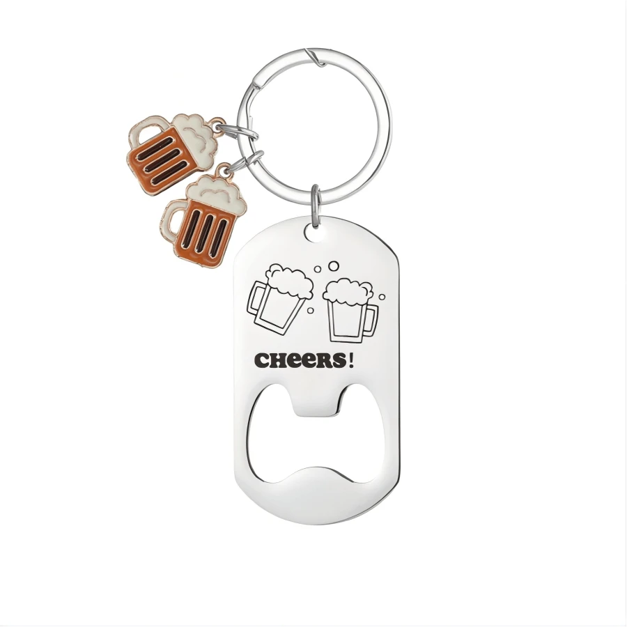 Customizable Beer Bottle Opener Keychain, Unisex Keyring, Key Chain, Bag Charm, Handbag Pendant, Mother's Day Gift For Her, Gothic Style, Beach Accessory, Car Accessories, Father's Day Gift For Him, Daily Use, Party, Outing, Beach Travel, Keychain, Wristlet Key Holder, Keychain Accessories, Bag Charm, Wallet Charm, Wallet Accessories, Women Keychain - Multicolor - View 1