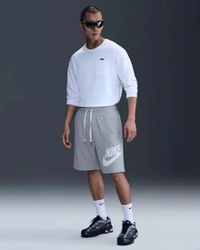 Nike Club Logo Solid Color Lace-Up Track Training Casual Shorts, Men's, Grey - Grey - View 7