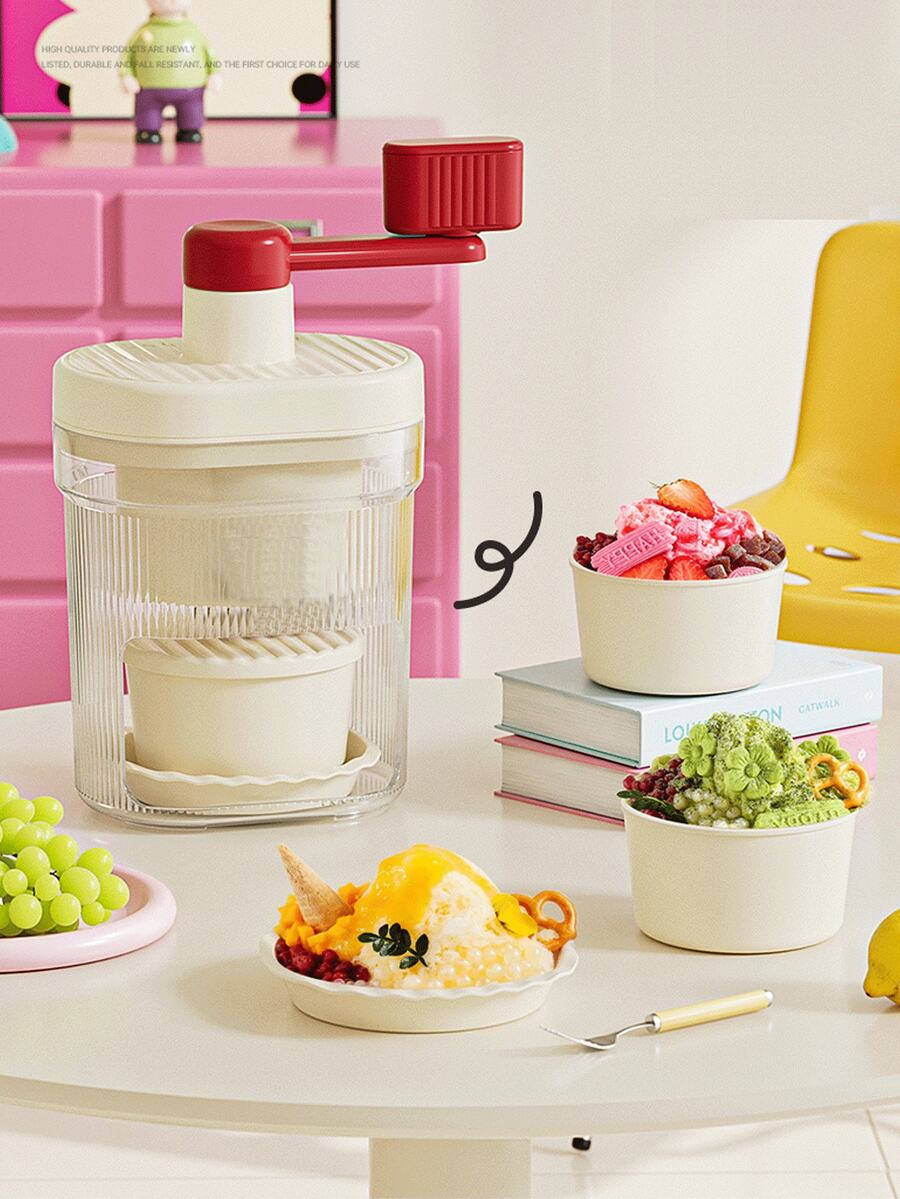 手动刨冰机,便携式家用刨冰机,适用于摊位,手摇式碎冰机,刨冰机,冰沙机 - 彩色 - 查看 1