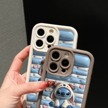 Disney Lilo & Stitch Phone Case – Stitch In Puppy Hoodie Design With Blue Striped & Heart Accents, Shockproof Protective Cover For IPhone 17, 16, 15, 14, 13, 12, And 11 Pro Models.. A Fun Gift For Family, Friends, Birthdays, Holidays, And Special Occasions. - 粉色 - 查看 5