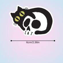 Dark Style CAT Skull Black Cat Sticker, Personalized Gothic Skateboard Decor Sticker, Waterproof Vinyl Sticker - Durable Matte Surface, Self-Adhesive Bumper Sticker, Suitable For Cars, Windows, Laptops, Trucks, Water Bottles - Multi-Functional Durable Design, Car Sticker - Vinyl - View 3