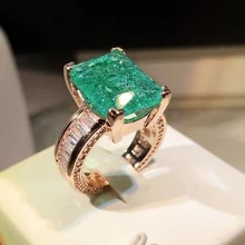 Nhẫn đá quý hình học màu xanh bạc hà thời trang và thanh lịch dành cho nữ - Màu xanh Bạc hà - Xem 9