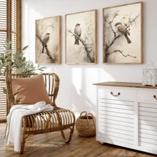 Tranh treo tường không khung (3 tấm) hình chim đậu trên cành cây, thích hợp trang trí nhà cửa, phòng khách, phòng ngủ, nhà bếp, văn phòng, quán cà phê. Chất lượng in cao cấp, là món quà hoàn hảo và tranh trang trí đẹp mắt, tranh nghệ thuật dành cho nữ giới thời trang, tranh nghệ thuật với câu nói truyền cảm hứng, trang trí nhà cửa, tranh canvas treo tường. - A - Xem 11