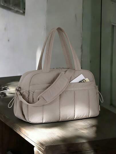 Nueva bolsa de viaje con un diseño elegante y de gran capacidad, adecuada como equipaje, bolsa de gimnasio, con compartimentos separados para artículos de tocador y zapatos. Portátil, de color camel liso, bolsa de viaje de gran capacidad con diseño de bolsillo exterior. Asas dobles multifuncionales en la parte superior, se puede llevar al hombro o en la mano, con correa para el hombro ajustable. Gran capacidad interior, ideal para viajes de negocios, viajes de check-in, oficina y otras ocasiones. Bolsa de equipaje, bolsa de fin de semana, bolsa de gran capacidad, duradera, bolsa de mano para vacaciones de verano, artículos esenciales de viaje, accesorios de viaje de verano