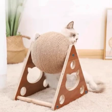 Durable Cat Scratching Post, Cat Toy, Wooden Cat Scratch Ball, Rabbit Sisal Rope Cat Climbing Frame, Pet Supplies - Multicolor - View 10