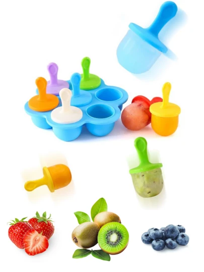 1 Silicone 7-Cavity Popsicle Mold, Silicone Multi-Purpose Popsicle Mold, Mold, DIY Homemade Popsicle Mold. Home Multifunctional Ice Cream Mold, Ice Maker, Kitchen, Popsicle, Fruit, , Ice Cubes, Cake, Food, Ice Tray, Home, Summer Kitchen Supplies, Ice Tray, Kitchen, Vacation Essentials (Popsicle Color Random)