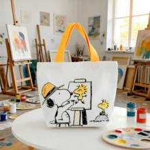 SNOOPY 1个可爱帆布手提袋，适合用作午餐袋、野餐袋、学生背包，也是生日和节日的完美礼物。 - 彩色 - 查看 5
