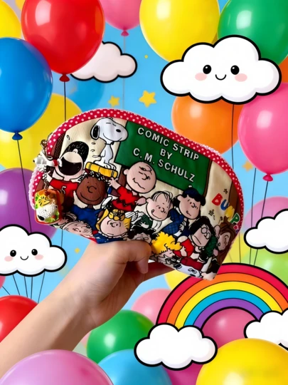 SNOOPY 1个可爱史努比卡通造型铅笔盒，便携式文具袋，可装钢笔、橡皮、尺子等，是返校礼物和生日礼物的理想之选。