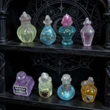 1:12 比例迷你树脂药水瓶，娃娃屋装饰，复古魔法瓶，适用于立体模型、生态瓶、办公室微景观、家居装饰、节日礼物（圣诞节、万圣节） - 彩色 - 查看 6