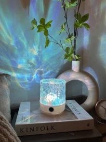 1pc LED Water Wave Projection Mood Light, 16 RGB Colors, Touch/Remote Control, USB Powered, Suitable For Bedroom, Gaming Room, Living Room Decor, Fantasy Ambiance - Multicolor - View 5