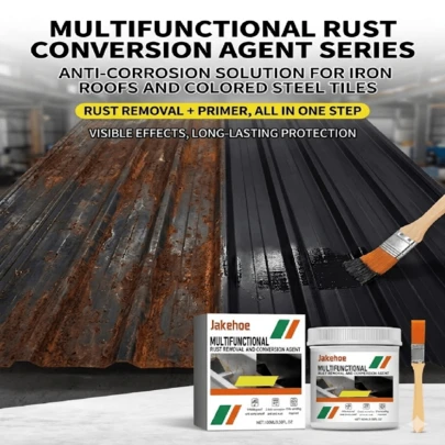 Sơn lót chuyển đổi kim loại chống gỉ, lớp phủ sửa chữa gỉ sét trên mái nhà, biến gỉ sét thành lớp bảo vệ, chống thấm nước, chịu được thời tiết, hàm lượng VOC thấp, thích hợp cho mái kim loại, tôn lượn sóng, bảo trì công nghiệp thép.