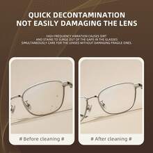 Wireless Vibration Cleaning Machine, Eyeglasses Cleaning Machine Multi-Functional Cleaner. Suitable For Jewelry, Braces, Toothbrush, Watch, Glasses Cleaning Equipment, Vibration Cleaning Device, USB Rechargeable, 360° Vibration Technology Cleaning, Home & Office Use - White - View 4