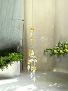 迷人水晶捕陽器-閃亮玻璃風鈴,適合臥室與客廳居家裝飾,優雅懸掛飾品,適用於汽車內裝,閃亮捕陽器附稜鏡光影效果 - 彩色 - 查看 3