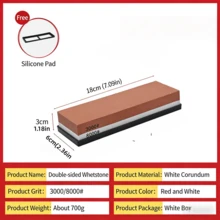 Bộ mài dao 4 mặt, đá mài 400/1000 & 3000/8000 grit với đế tre chống trượt, dây da mài, đá làm phẳng và thước đo góc, dụng cụ mài dao nhà bếp. - Nhiều màu - Xem 11