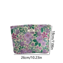 Túi đựng mỹ phẩm họa tiết hoa cúc tím dễ thương, túi xách nữ thời trang, chất liệu mềm mại, vật dụng không thể thiếu cho đồ trang điểm, du lịch và các kỳ nghỉ của phái nữ. - Màu tím - Xem 5