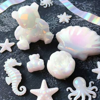 Dofuny 5bottles Crystal Epoxy Resin Faux Pearl White Nails Glitter Dust Moonlight White Powder Pigment For Glazed Donut Nail Art, Moonlight Powder Mirror Effect Glitter Sticks DIY Nail Charms Nail Gems Car Paint Supplies