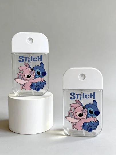 Disney 1/2个装史迪奇卡通便携喷雾瓶 - 50毫升小巧旅行装透明瓶身，白色瓶盖，史迪奇卡通图案，是旅行必备、化妆品和护肤品的理想之选 - 粉丝必备，化妆品收纳佳品，卡通主题瓶身，耐用透明材质