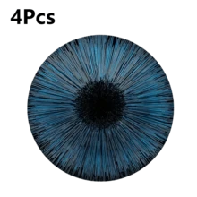 Gradient Blue Geometric Textured Round Placemats, Modern Minimalist With Oceanic Healing Vibe, Available In 1pc, 2pcs, 4pcs, 6pcs, 8pcs And 300pcs Packaging, Size: 14.17*14.17 Inches (36*36cm), Made Of 100% Polyester Fabric, Machine Washable, Hand Washable Or Dry Cleanable - Multicolor - View 22
