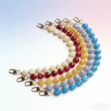 1 Peça Cordão de Telefone de Contas Acrílicas Feito à Mão com Falso Jade Oval Achatado, Adequado para Decoração de Telefone/Câmera/Bolsa/Chaveiro, Presente Ideal para Dia dos Namorados, Aniversário, Feriados - Multicolorido - Visão 2