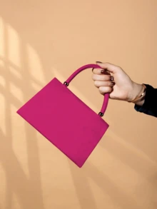 REMANLAND 1pc Elegant Fashion Shiny Corduroy Evening Clutch Bag, Suitable For Party, Wedding, Prom - Hot Pink - View 7