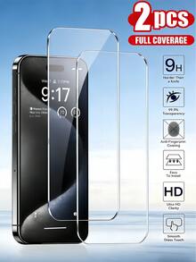 2pcs HD Tempered Screen Protector,Scratch-Resistant, Shatterproof, Durable, Compatible With Iphone X/XR/11/12/13/14/15/16/16 Plus/16 Pro/16 Pro Max/16e/17/17 Air/17 Pro/17 Pro Max/17e Full Series - Clear - View 13
