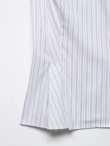 Camellia New Spring/Summer Women's Fashion Minimalist Striped Silk Blouse - White Stripes - View 9