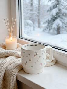 1pc Handmade Natural Color Ceramic Star Mug, Gift Set For Women - Multicolor - View 5
