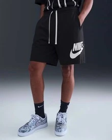Nike Club品牌Logo純色繫帶田徑訓練休閒短褲 男款 黑色 - 黑色 - 查看 8