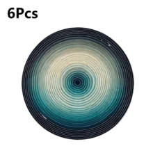 Gradient Blue Geometric Textured Round Placemats, Modern Minimalist With Oceanic Healing Vibe, Available In 1pc, 2pcs, 4pcs, 6pcs, 8pcs And 300pcs Packaging, Size: 14.17*14.17 Inches (36*36cm), Made Of 100% Polyester Fabric, Machine Washable, Hand Washable Or Dry Cleanable - Multicolor - View 21
