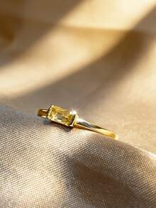 1pc S925 Sterling Silver Ring Inlaid With Synthetic Zirconia, Elegant & Classy Daily Wear Jewelry For Women - Yellow Gold - View 4