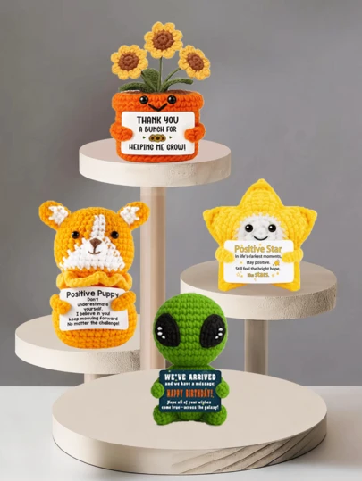 Hand-Crocheted Desk Decorations: Whimsical Sci-Fi Figures, Animal And Plant-Themed Dolls, And Cute Cartoon Designs-A Heartwarming, Handcrafted Gift That Brings Joy And Positivity. These Make Excellent Birthday Gifts For Close Friends, Girlfriends, Or Sisters, Or As Small Tokens Of Friendship