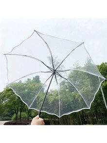 一款透明花卉图案雨伞，有多种图案和颜色可选。适用于学校、办公室、家庭、旅行和返校季。男女通用。（不同批次雨伞的伞面布料、伞骨颜色、字母图案、纽扣形状和伞骨颜色可能存在随机组合，由此造成的不便，我们深表歉意。） - 阿波羅系列 - 查看 22