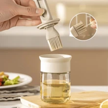 Bộ dụng cụ rót dầu 2 trong 1 - Có cọ, chai thủy tinh đựng dầu ô liu và nước sốt, cọ phết dầu ăn nhà bếp, kèm cọ silicon điều chỉnh/kéo dài và nắp khóa, thích hợp cho nấu nướng, rưới giấm, làm nước sốt, nướng BBQ và chiên rán. - Xem 3