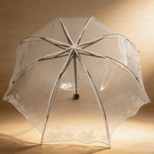 一款透明花卉图案雨伞，有多种图案和颜色可选。适用于学校、办公室、家庭、旅行和返校季。男女通用。（不同批次雨伞的伞面布料、伞骨颜色、字母图案、纽扣形状和伞骨颜色可能存在随机组合，由此造成的不便，我们深表歉意。） - 阿波羅系列 - 查看 16