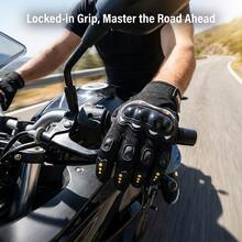 Motorcycle Protective Gloves, Full Finger Motorbike Racing Gear, Hard Shell Knuckle & Joint Protection, Anti-Slip Palm Compatible With Touchscreen, Breathable Outdoor Riding Equipment For Men, Anti-Slip Gloves. - Locomotive Length Finger - View 7