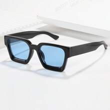 1副男女通用极简时尚多功能纤细大框眼镜 - 黑色 - 查看 1