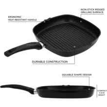 OneBag Non Stick Cast Iron Griddle Frying Pan Grill Non-Stick Skillet Cooking Fry Square Steak - View 9