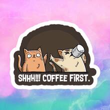 Stiker Kucing Lucu SHHH!! KOPI DULU, Stiker Dekorasi Pecinta Kopi, Stiker Vinyl Tahan Air - Permukaan Matte Tahan Lama, Stiker Bumper Perekat Sendiri, Cocok Untuk Mobil, Jendela, Laptop, Truk, Botol Minum - Desain Tahan Lama Serbaguna, Stiker Mobil - vinil - View 9