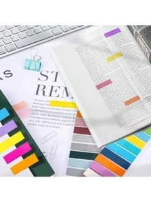 2400pcs Sticky Striped Memo Pads, 12sets Small Self-Adhesive Sticky Notes, Transparent Sticky Notes, Book Tabs, Index Tabs (Multicolor) School Supplies - one-size - View 3