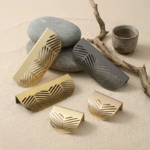 Modern Hidden Leaf-Shaped Drawer Pulls, Cabinet Leaf Knobs, Gold Zinc Alloy Cabinet Screw Handles, Suitable For Furniture - Multicolor - View 3