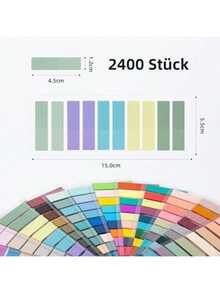 2400pcs Sticky Striped Memo Pads, 12sets Small Self-Adhesive Sticky Notes, Transparent Sticky Notes, Book Tabs, Index Tabs (Multicolor) School Supplies - one-size - View 4