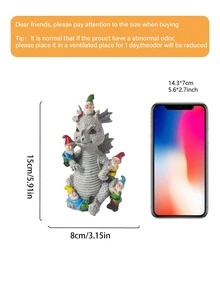 恐龙与矮人花园雕塑：一款别致的户外装饰礼品。这款雕塑包含一个恐龙和一个矮人雕像，分别描绘了一只霸王龙和一个矮人角色。逼真的树脂材质设计，非常适合家居和花园装饰，以及景观美化。 - 多款 - 查看 6
