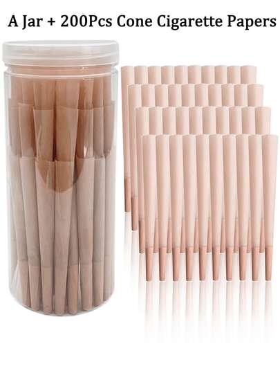 200/100/50/30/8支装天然预卷烟纸锥 - 特大号超薄慢燃卷烟纸，带过滤嘴 - 喇叭形，适用于配件、电子烟、节日/情人节礼物及吸烟配件、父亲节礼物