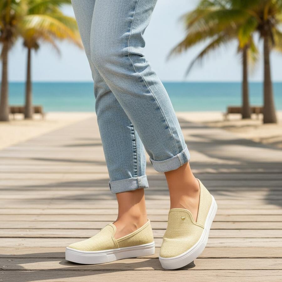 Women's Casual Slip On Tennis Calce Facil Platform Offer! - 香檳色 - 查看 1