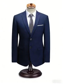 男士两件套西装外套，商务休闲西装，双排扣设计，适合婚礼、商务活动、派对、休闲办公、四季通勤等场合。 - 彩色 - 查看 5