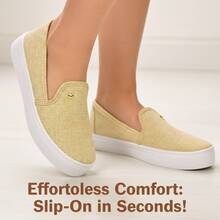 Women's Casual Slip On Tennis Calce Facil Platform Offer! - 香檳色 - 查看 5