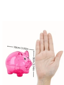 1pc Fashionable Pig Shaped Piggy Bank, Made Of Durable Plastic, Candy Color Coin Bank - Piggy Bank - View 7