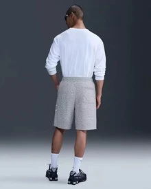 Nike Club Logo Solid Color Lace-Up Track Training Casual Shorts, Men's, Grey - Grey - View 9