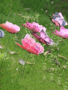 40 piezas Decoración realista de mariposas para el jardín, estacas 3D de mariposas de doble capa aptas para jardín, parque, fiesta y decoración de eventos - Talla única - Ver 5